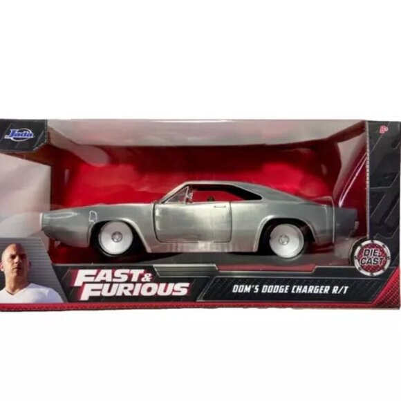 Fast & Furious Dom's Dodge Charger R/T Silver Jada Die-cast 1:24 Model NIP 2022 - Picture 1 of 8